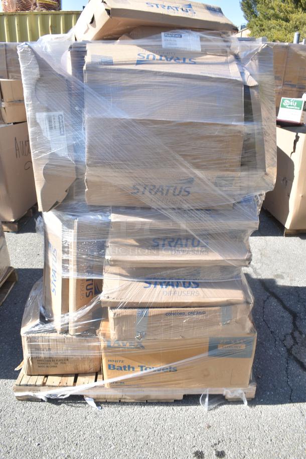 30 BRAND NEW SCRATCH AND DENT! Items Including STR-PQ-8W American Louver Company Stratus White Plaque Diffuser with 8" Neck STR-PQ-8W, 35912011471 CASTER 5"EA TABLE NO BRK 600CASTER COMPONEN. 30 Times Your Bid! - Image 1 of 9
