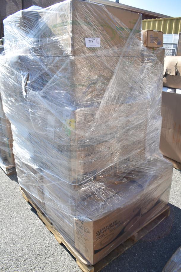 28 BRAND NEW SCRATCH AND DENT! Items Including 130WBKFORKH Choice Black Heavy Weight Wrapped Polystyrene Plastic Fork - 1000/Case, 500LFLAT Choice Clear Flat Lid with Straw Slot - 9, 12, 16, 20, and 24 oz. - 1000/Case, 130BKFKSNSPX500 Choice Black Extra Heavy Weight Wrapped Polystyrene Plastic Cutlery Pack with Napkin and Salt and Pepper Packets - 500/Case, 795KFTL50PLA EcoChoice 44-50 oz. Round Compostable PLA Take-Out Lid - 300/Case, Herc Trash Bag. 28 Times Your Bid! - Image 3 of 12