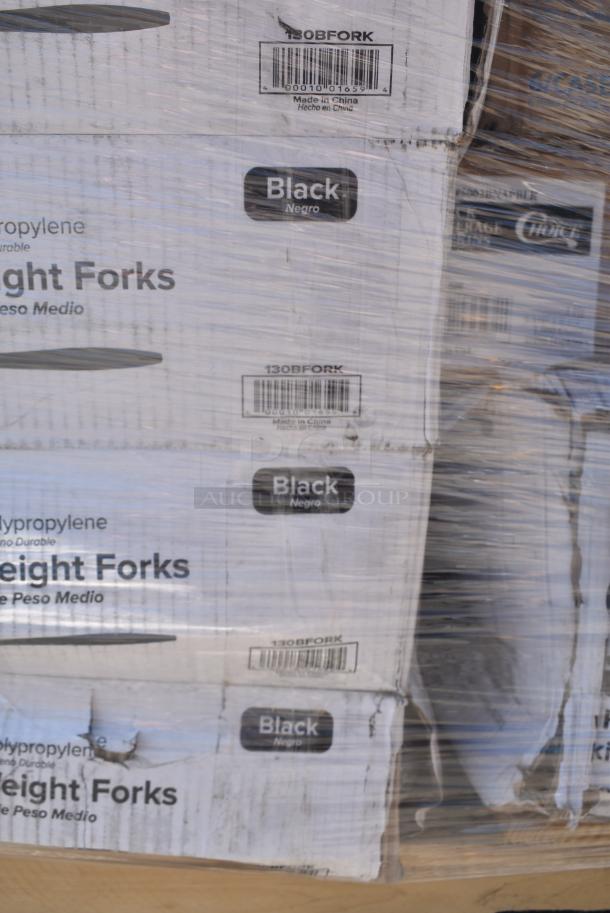 30 BRAND NEW SCRATCH AND DENT! Items Including 347RP10WHSS Visions Wave 10" White Plastic Plate - 144/Case, 130BFORKWP Choice Individually Wrapped Medium Weight Black Polypropylene Plastic Fork - 1000/Case, 500CC24HD 24 oz. Plastic Cold Cup - Designed for Use Without Lids - 600/Case, 3 130BFORK Choice Individually Wrapped Medium Weight Black Polypropylene Plastic Fork - 1000/Case, Choice Poly Gloves, 129MCR16B Choice 16 oz. Black 6 1/4" Round Microwavable Heavy Weight Container with Lid - 150/Case, Choice Deli Sheet. 30 Times Your Bid! - Image 11 of 19