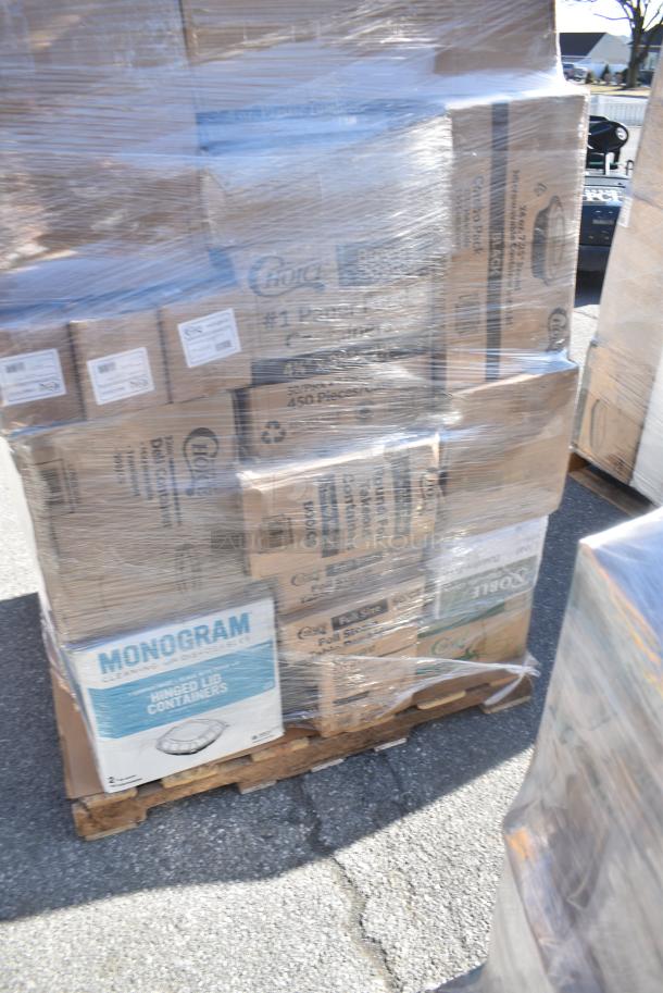 33 BRAND NEW SCRATCH AND DENT! Items Including 612558HD Choice 8" Round Heavy Weight Foil Take-Out Pan - 500/Case, 2 612FFL1230 Choice Foil Steam Table Pan Lid - Full Size - 50/Case, 128HDLDBULK Choice Heavy Duty Microwavable Translucent Plastic Deli Container Lid - 480/Case, 395TO991 Choice Heavy Duty Microwavable Translucent Plastic Deli Container Lid - 480/Case, 966TALLFLDB Choice White Tall-Fold 6" x 13" Dispenser Napkin - 8000/Case, 500LFLAT Choice Clear Flat Lid with Straw Slot - 9, 12, 16, 20, and 24 oz. - 1000/Case, 795PTOKFT8 Choice Kraft Microwavable Folded Paper #8 Take-Out Container 6" x 4 3/4" x 2 1/2" - 300/Cas. 33 Times Your Bid! - Image 4 of 15