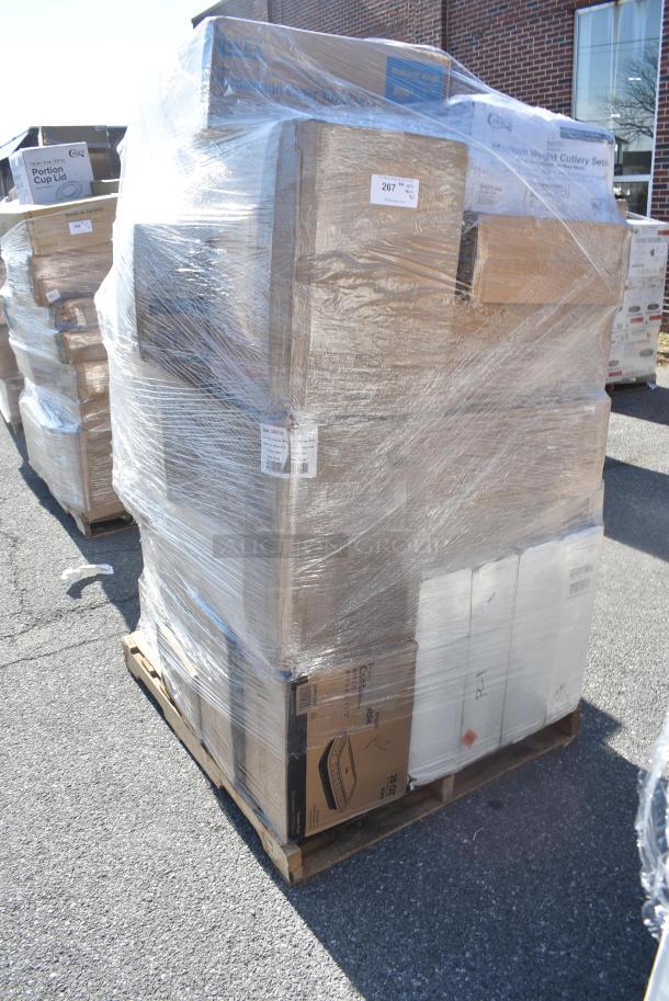 30 BRAND NEW SCRATCH AND DENT! Items Including 129MCS38B Choice 38 oz. Black Rectangular Microwavable Heavy Weight Container with Lid 8 3/4" x 6 1/4" x 2" - 150/Case, 795PTOBK3 Choice 7 3/4" x 5 1/2" x 2 1/2" Black Microwavable Folded Paper #3 Take-Out Container - 200/Case, 2 129MCR24B Choice 24 oz. Black Round Microwavable Heavy Weight Container with Lid 7 1/4" - 150/Case, 500L8B Choice 8 oz. Tall Black Hot Paper Cup Travel Lid - 1000/Case. 30 Times Your Bid! - Image 3 of 14