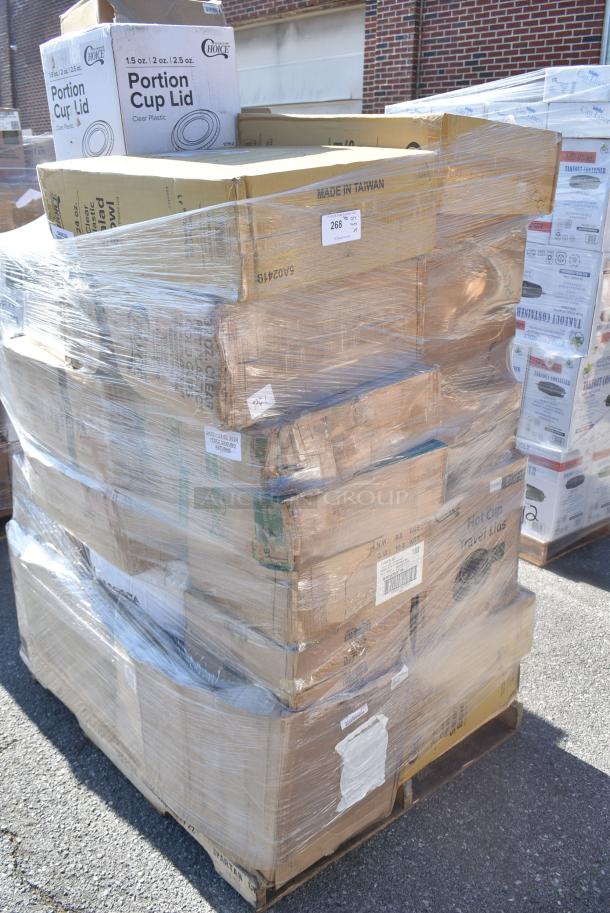 29 BRAND NEW SCRATCH AND DENT! Items Including 3 500L8B Choice 8 oz. Tall Black Hot Paper Cup Travel Lid - 1000/Case, 127SB24COMBO Choice 24 oz. Clear Plastic Salad Bowl with Lid - 150/Case, 3 394365M Noble Products Powder-Free Disposable Clear Vinyl Gloves for Foodservice - Medium - 1000/Case, 500LSTRWLW Choice 9, 12, 16, 20, and 24 oz. Clear Sip-Through Lid with Extra-Wide Opening - 1000/Case, 612FS1116 Choice Full Size Foil Steam Table Pan Shallow 1 11/16" Depth - 50/Case, 5008W Choice 8 oz. Tall White Poly Paper Hot Cup - 1000/Case, 395TO881 EcoChoice 8" x 8" x 3" Compostable No PFAS Added Bamboo / Bagasse 1 Compartment Take-Out Box - 200/Case, 795PTOBK3 EcoChoice 8" x 8" x 3" Compostable No PFAS Added Bamboo / Bagasse 1 Compartment Take-Out Box - 200/Case, 127PL2 Choice PET Plastic Lid for 1.5 to 2.5 oz. Souffle Cup / Portion Cup - 2500/Case. 29 Times Your Bid! - Image 3 of 21