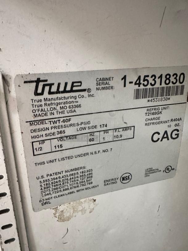 Excellent Condition Commercial True TWT-60F 60” Undercounter Freezer – Tested & Working! - Image 5 of 5