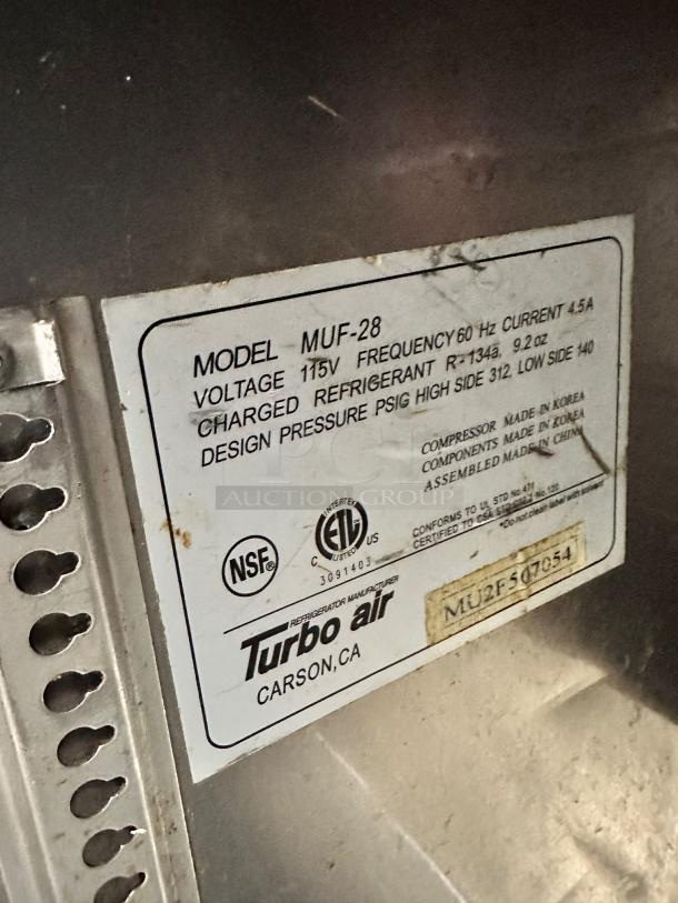 Excellent Condition Turbo Air MUF-28 Undercounter Freezer – Tested & Working! - Image 7 of 7