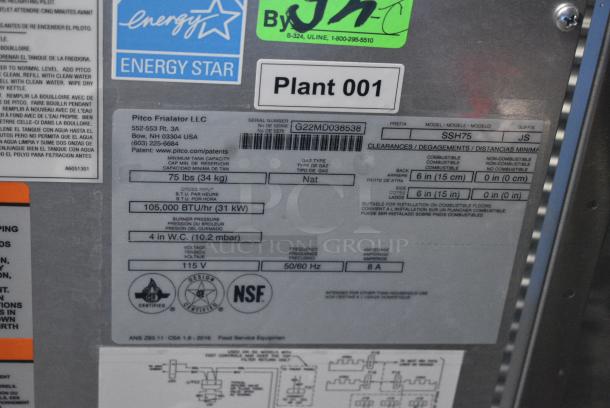 BRAND NEW SCRATCH AND DENT! 2022 Pitco Frialator SSH75 Stainless Steel Commercial Natural Gas Powered 2 Bay Deep Fat Fryer on Commercial Casters. 105,000 BTU. - Image 14 of 14