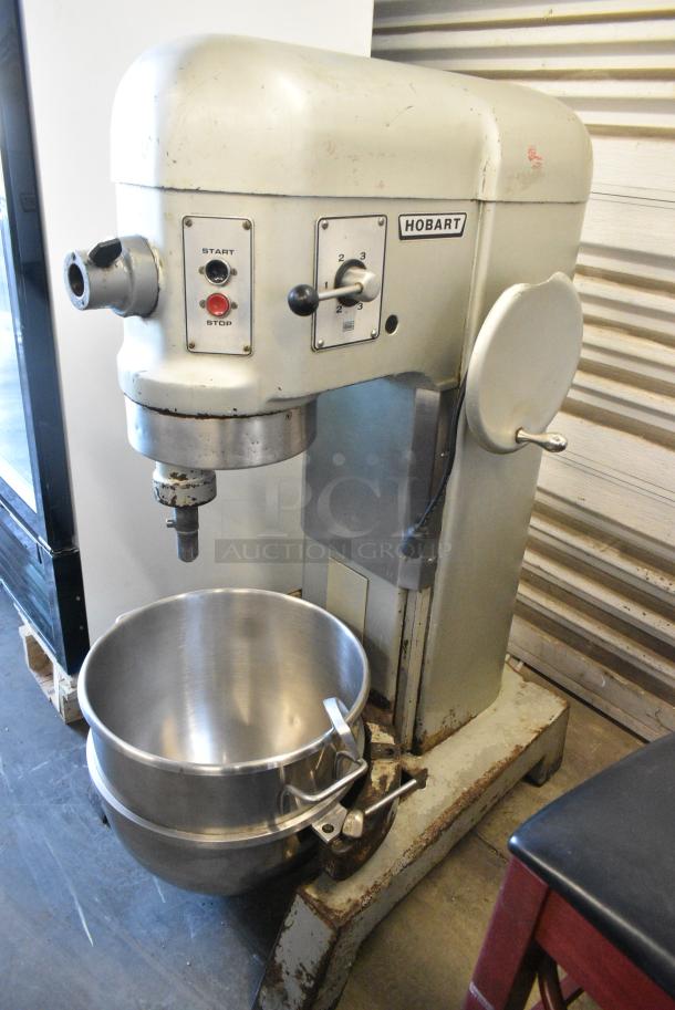 Hobart Metal Commercial Floor Style Planetary Dough Mixer w/ Stainless Steel Mixing Bowl and Dough Hook Attachment. 208/240 Volts. - Image 1 of 10