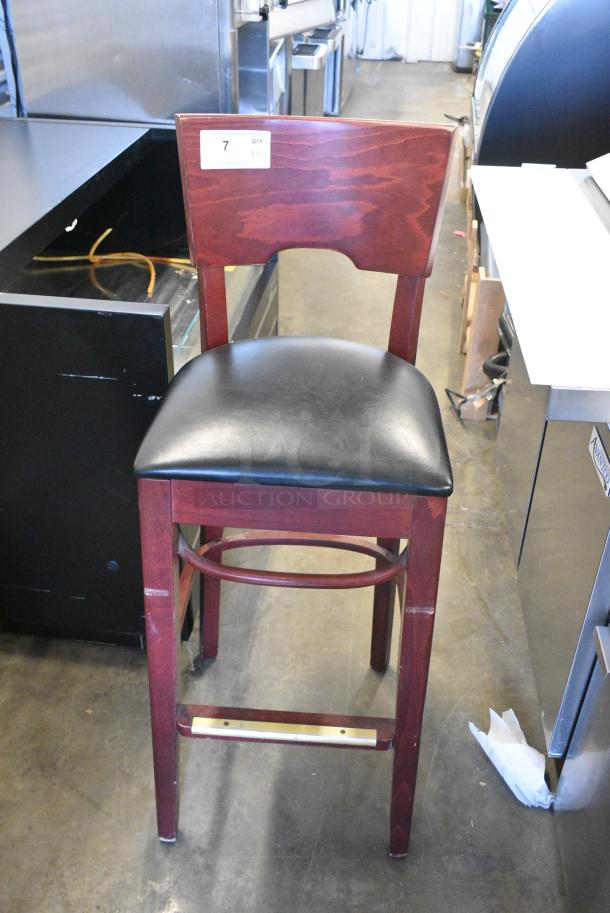 2 Wooden Bar Height Chair w/ Black Seat Cushion. 2 Times Your Bid! - Image 2 of 5