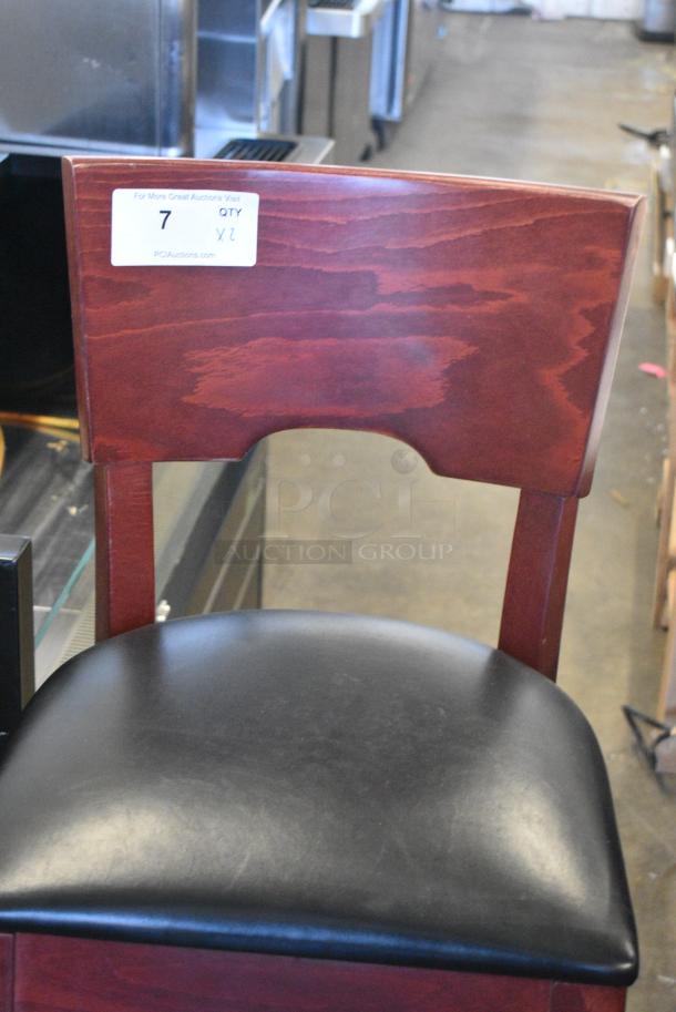 2 Wooden Bar Height Chair w/ Black Seat Cushion. 2 Times Your Bid! - Image 3 of 5