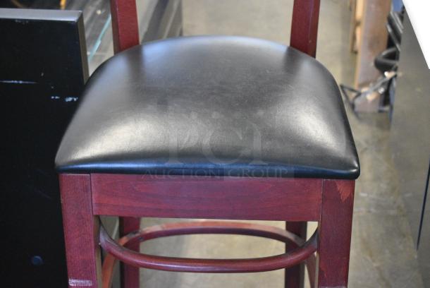 2 Wooden Bar Height Chair w/ Black Seat Cushion. 2 Times Your Bid! - Image 4 of 5