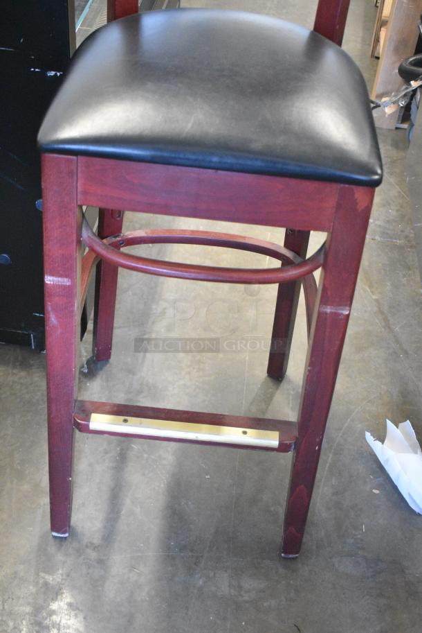 2 Wooden Bar Height Chair w/ Black Seat Cushion. 2 Times Your Bid! - Image 5 of 5