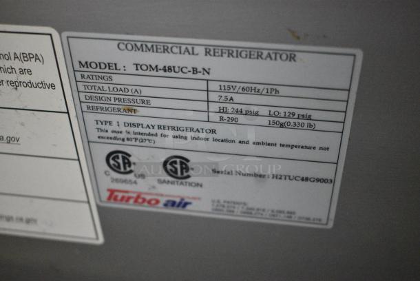 Turbo Air TOM-48UC-B-N Metal Commercial Black Drop-In Refrigerated Open Display Case Merchandiser. 115 Volts, 1 Phase. Tested and Powers On But Does Not Get Cold - Image 6 of 6