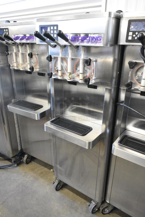 Stoelting F231-109I2 Stainless Steel Commercial Floor Style Water Cooled 2 Flavor w/ Twist Soft Serve Ice Cream Machine on Commercial Casters. 208-230 Volts, 3 Phase. - Image 1 of 10