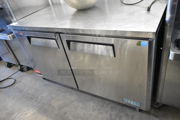 Turbo Air MUR-60 Stainless Steel Commercial 2 Door Work Top Cooler on Commercial Casters. 115 Volts, 1 Phase. Tested and Powers On But Does Not Get Cold - Image 2 of 8