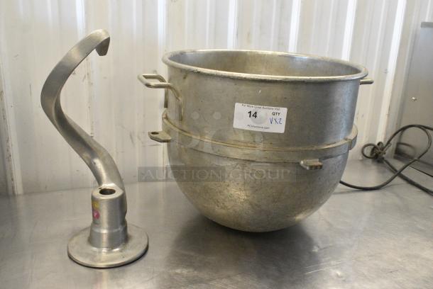 2 Metal Mixing Bowl and Alfa Metal Commercial 60 Quart Dough Hook Attachment for Hobart Mixer. 2 Times Your Bid! - Image 2 of 7