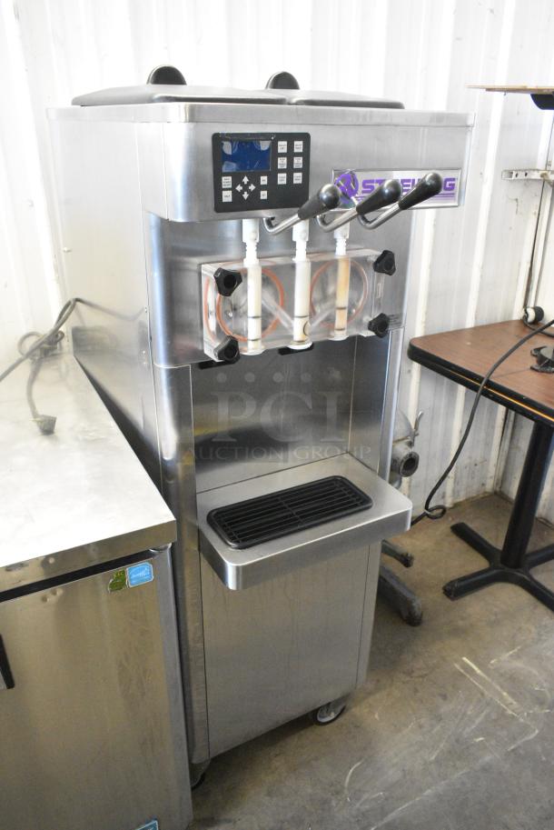 Stoelting F231-109I2 Stainless Steel Commercial Floor Style Water Cooled 2 Flavor w/ Twist Soft Serve Ice Cream Machine on Commercial Casters. 208-230 Volts, 3 Phase. - Image 1 of 11