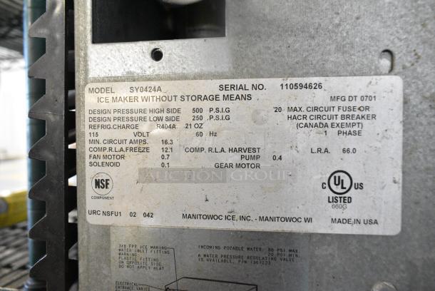 Manitowoc SY0424A Stainless Steel Commercial Ice Head on Manitowoc B420 Commercial Ice Bin. 115 Volts, 1 Phase. - Image 7 of 7