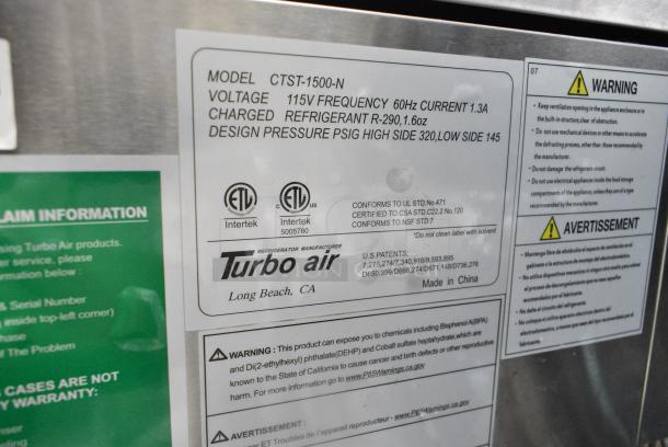 Turbo Air CTST-1500-N Stainless Steel Commercial Countertop Refrigerated Rail. 115 Volts, 1 Phase. Tested and Working! - Image 7 of 7