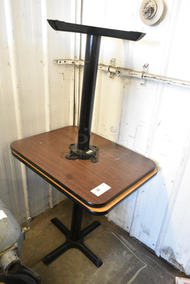 2 Wood Pattern Dining Height Table on Black Metal Table Base. 2 Times Your Bid! - Image 2 of 4