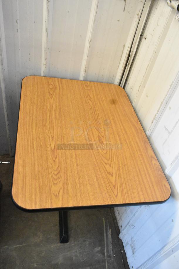 2 Wood Pattern Dining Height Table on Black Metal Table Base. 2 Times Your Bid! - Image 3 of 4