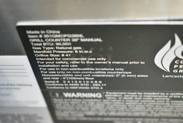 BRAND NEW SCRATCH AND DENT! 2024 Cooking Performance Group GM-CPG-36-NL 351GMCPG36NL Stainless Steel 36" Gas Countertop Griddle with Manual Controls - 90,000 BTU - Image 10 of 11