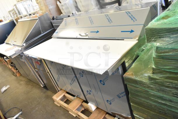 BRAND NEW SCRATCH AND DENT! Beverage Air SPE48HC-12C Elite Series 48" 2 Door Cutting Top Refrigerated Sandwich Prep Table with 17" Deep Cutting Board. 115 Volts, 1 Phase. Tested and Working! - Image 2 of 7