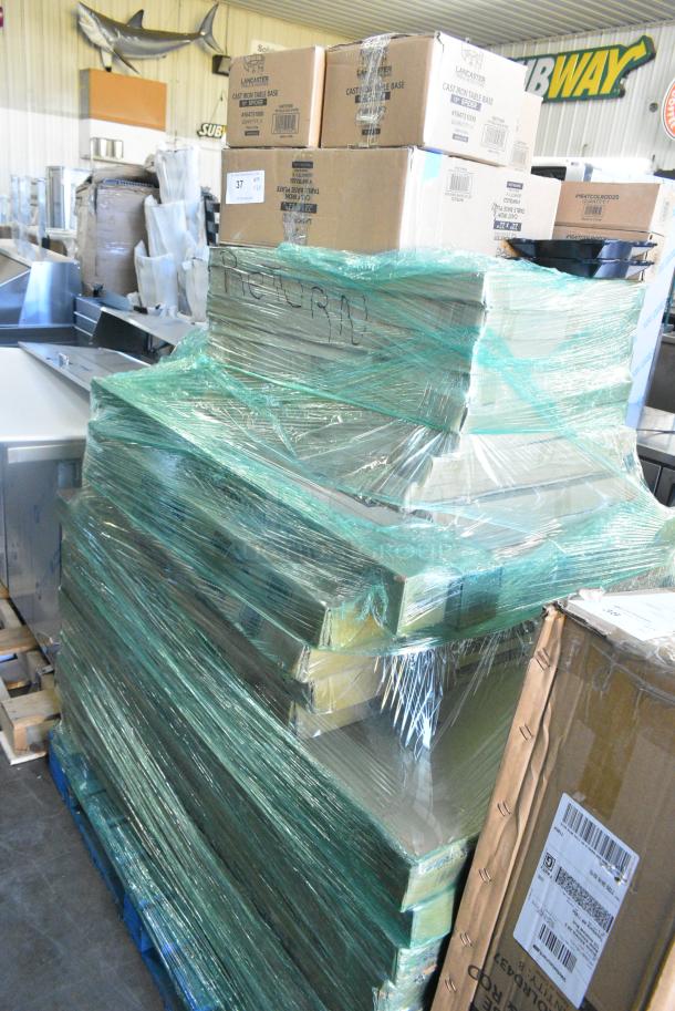 29 BRAND NEW SCRATCH AND DENT! Items Including 164TS1000 Lancaster Table & Seating 10" Cast Iron Table Base Spider, 164TB2222 Lancaster Table & Seating 22" x 22" Cross Cast Iron Table Base Plate, 164TCOLROD25 Lancaster Table & Seating 25 3/16" Standard Height Table Base Column and Rod, 3493030ANTWA Lancaster Table & Seating Industrial 30" x 30" Solid Wood Live Edge Table Top with Rustic Walnut Finish. 29 Times Your Bid! - Image 2 of 8