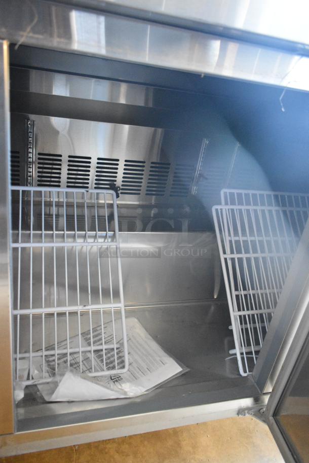 BRAND NEW SCRATCH AND DENT! 2023 Avantco 178SSUC72RHC Stainless Steel Commercial 3 Door Undercounter Cooler on Commercial Casters. 115 Volts, 1 Phase. Tested and Working! - Image 6 of 9