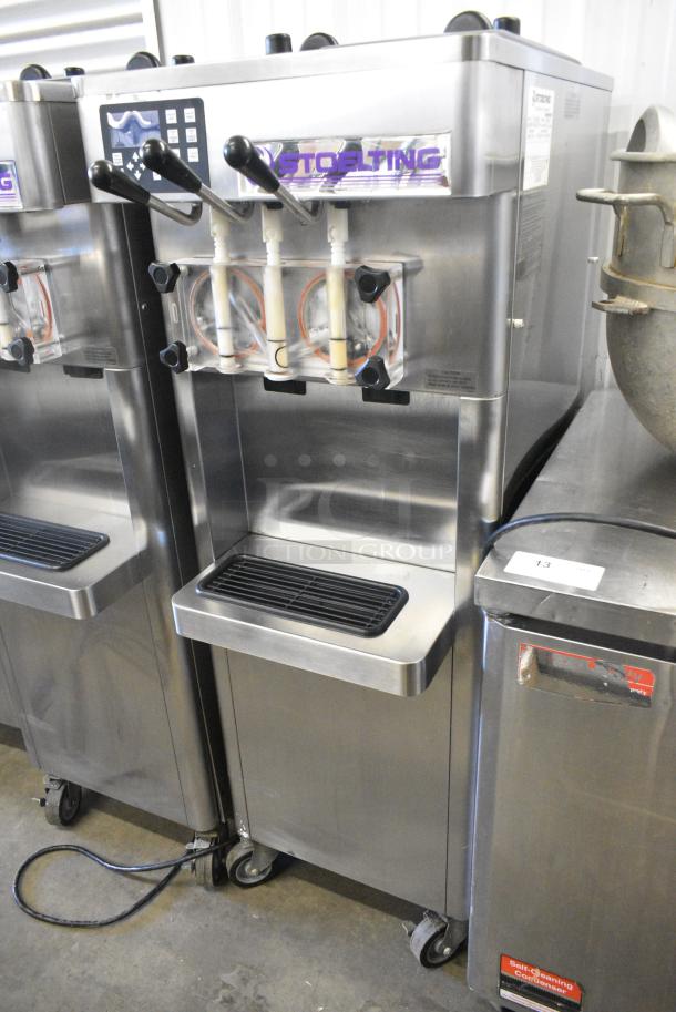 Stoelting F231-109I2 Stainless Steel Commercial Floor Style Water Cooled 2 Flavor w/ Twist Soft Serve Ice Cream Machine on Commercial Casters. 208-230 Volts, 3 Phase. - Image 1 of 10