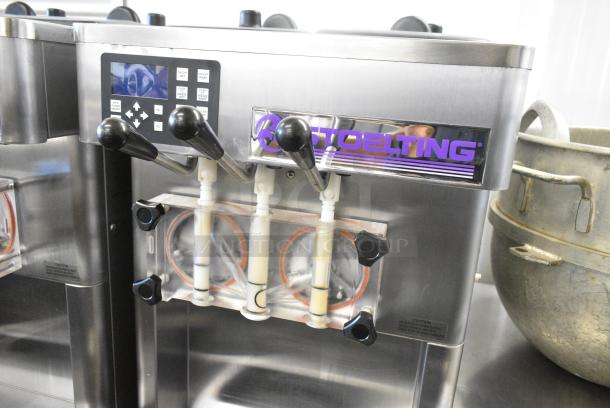Stoelting F231-109I2 Stainless Steel Commercial Floor Style Water Cooled 2 Flavor w/ Twist Soft Serve Ice Cream Machine on Commercial Casters. 208-230 Volts, 3 Phase. - Image 6 of 10