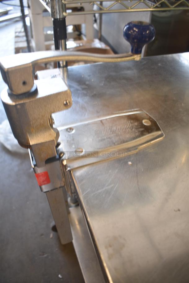 Stainless Steel Table w/ Mounted Commercial Can Opener and Under Shelf on Commercial Casters. - Image 3 of 5