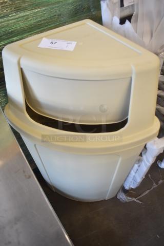 Lavex 21 Gallon Beige Corner Round Trash Can