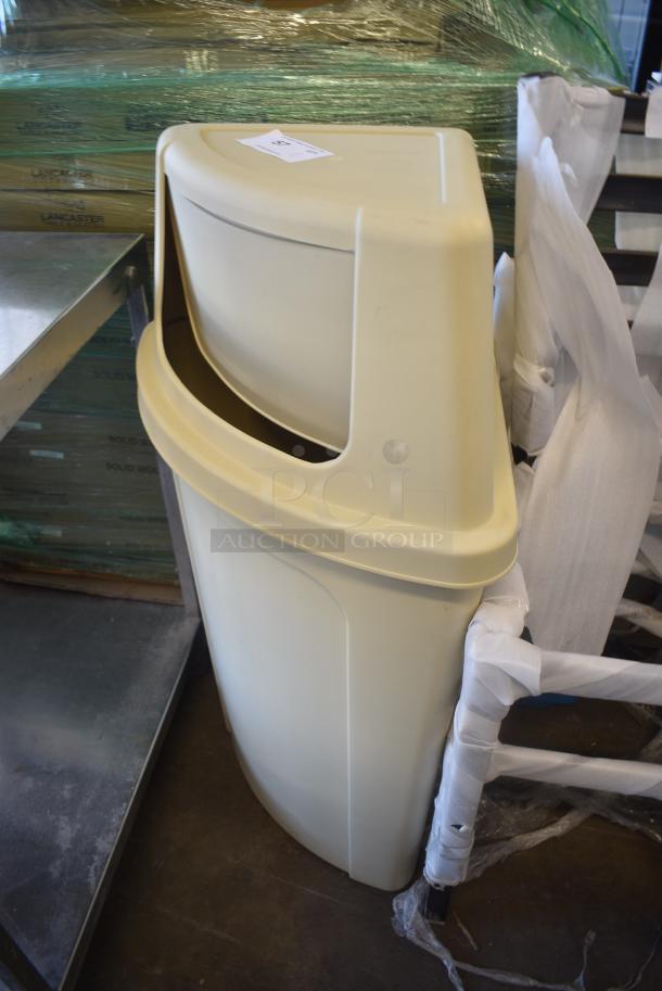 Lavex 21 Gallon Beige Corner Round Trash Can - Image 2 of 3