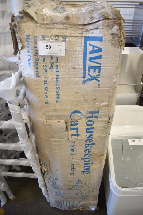 BRAND NEW SCRATCH AND DENT! Lavex 274HKCARTLCK Hotel / Housekeeping Cart - Large Locking Three Shelf - Image 1 of 7