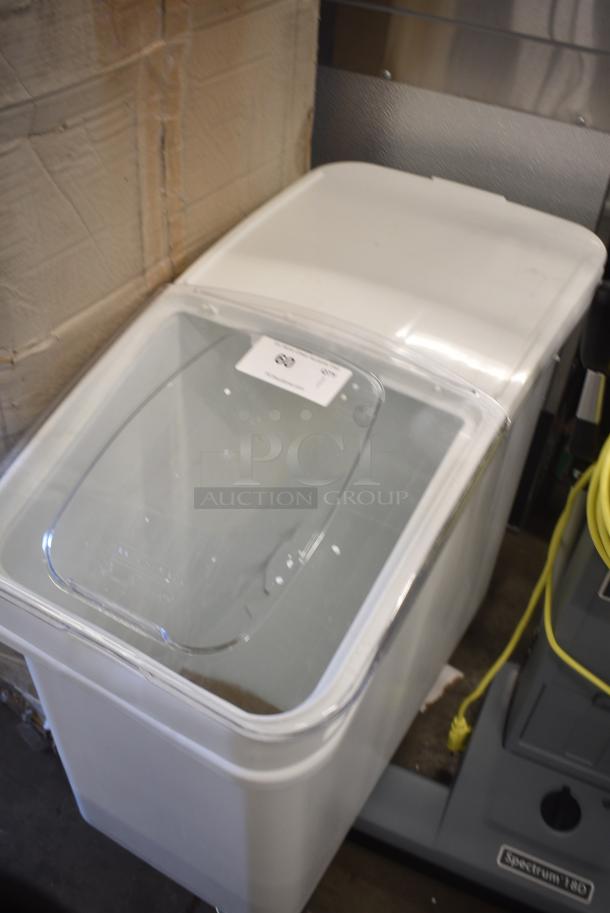 BRAND NEW SCRATCH AND DENT! White Poly Ingredient Bin on Commercial Casters. See Pictures for Crack. - Image 3 of 5