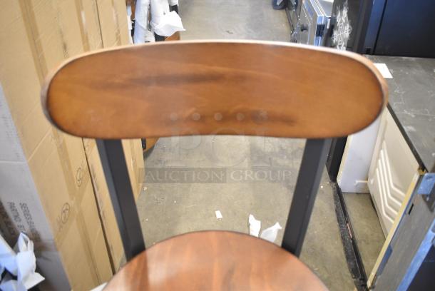 4 BRAND NEW SCRATCH AND DENT! Black Metal Bar Height Chair w/ Wooden Seat. 4 Times Your Bid! - Image 4 of 6