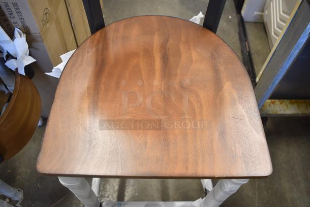 4 BRAND NEW SCRATCH AND DENT! Black Metal Bar Height Chair w/ Wooden Seat. 4 Times Your Bid! - Image 5 of 6