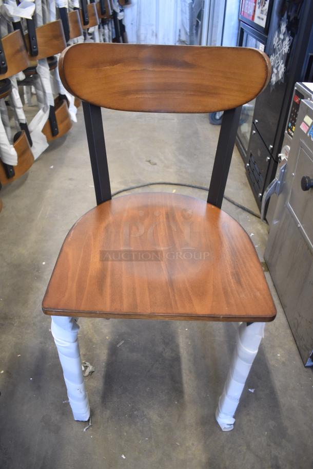48 BRAND NEW SCRATCH AND DENT! Black Metal Dining Height Chair w/ Wooden Seat. 48 Times Your Bid! - Image 1 of 6