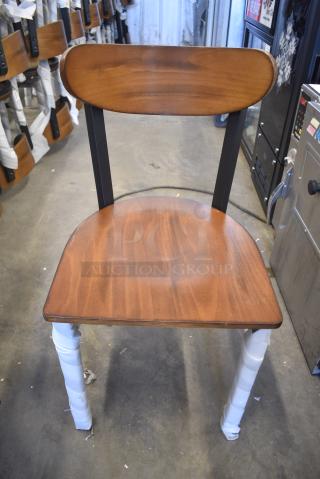 48 BRAND NEW SCRATCH AND DENT! Black Metal Dining Height Chair w/ Wooden Seat. 48 Times Your Bid!