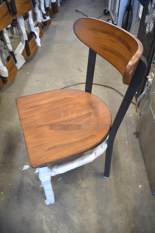 48 BRAND NEW SCRATCH AND DENT! Black Metal Dining Height Chair w/ Wooden Seat. 48 Times Your Bid! - Image 3 of 6