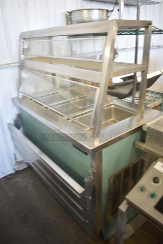 Delfield Shelleysteel Metal Commercial Buffet Station w/ Tray Slide and Sneeze Guard. 115 Volts, 1 Phase. Tested and Working!