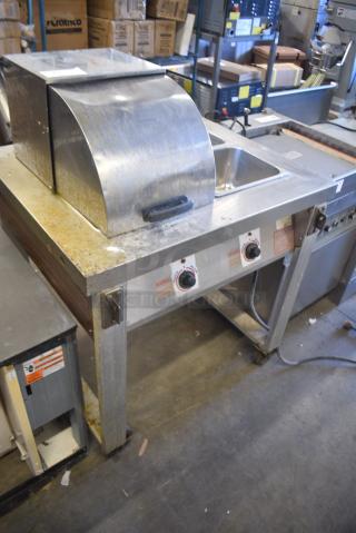 Servolift Eastern Metal Commercial Electric Powered 2 Bay Steam Table on Commercial Casters. 125 Volts, 1 Phase. Tested and Working!