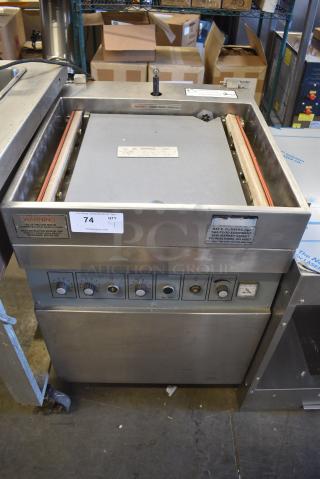 Hobart H-190G Stainless Steel Commercial Vacuum Sealer on Commercial Casters. 240 Volts, 3 Phase.