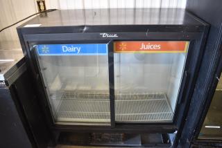 2017 True GDM-41SL-48-HC-LD Metal Commercial 2 Door Reach In Cooler Merchandiser w/ Poly Coated Racks. 115 Volts, 1 Phase. Tested and Working!