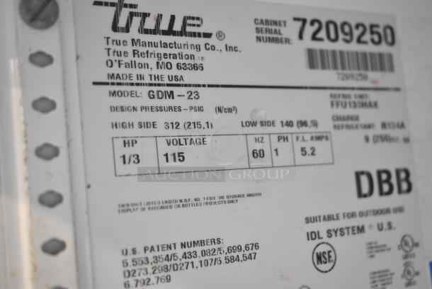 True GDM-23 Metal Commercial Single Door Reach In Cooler Merchandiser. 115 Volts, 1 Phase. Tested and Working! - Image 8 of 9