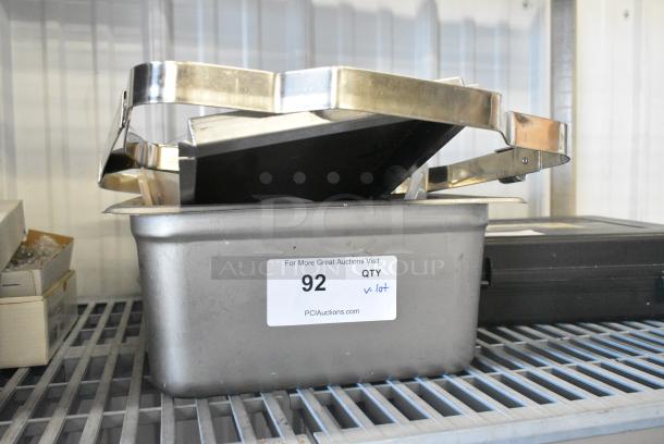 BRAND NEW SCRATCH AND DENT! Items Including Stainless Steel Drop In Bin, Chafer Frame, Metal Bowl, Poly Food Processor Bowl. - Image 1 of 6