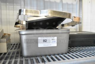 BRAND NEW SCRATCH AND DENT! Items Including Stainless Steel Drop In Bin, Chafer Frame, Metal Bowl, Poly Food Processor Bowl.