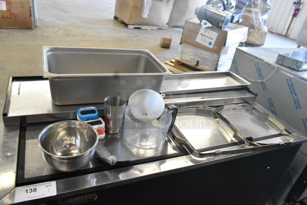 BRAND NEW SCRATCH AND DENT! Items Including Stainless Steel Drop In Bin, Chafer Frame, Metal Bowl, Poly Food Processor Bowl. - Image 2 of 6