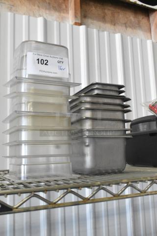 16 Various Drop In Bins Including Stainless Steel and Poly. 16 Times Your Bid!