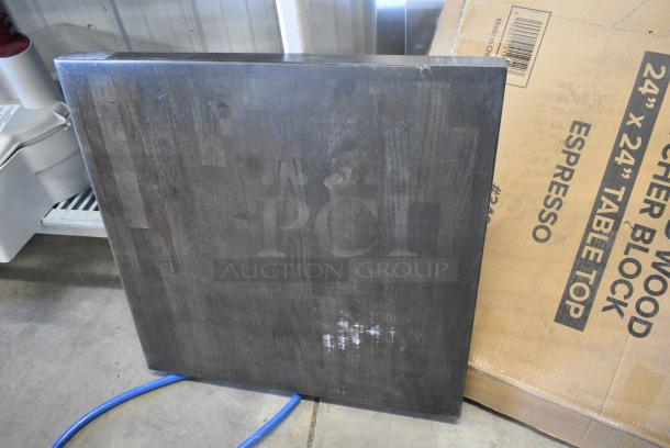 BRAND NEW SCRATCH AND DENT! 3492424BBESP Lancaster Table & Seating 24" x 24" Wood Butcher Block Table Top with Espresso Finish - Image 1 of 4