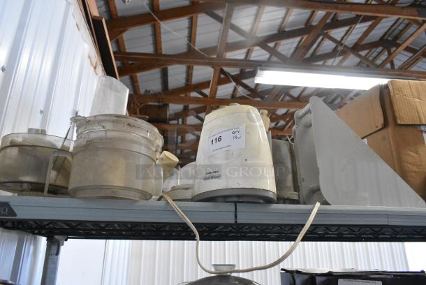 18 Various Items Including Food Processor Base, Robot Coupe Blade Holder, Clear Poly Food Processor Bowls. 18 Times Your Bid! - Image 1 of 5